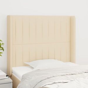 vidaXL Tăblie de pat cu aripioare, crem, 93x16x118/128 cm, textil imagine