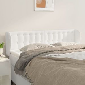 vidaXL Tăblie de pat cu aripioare, alb, 147x23x78/88cm piele ecologică imagine