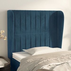 vidaXL Tăblie pat cu aripioare albastru închis 83x23x118/128cm catifea imagine