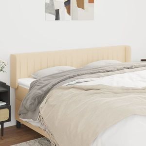 vidaXL Tăblie de pat cu aripioare, crem, 183x16x78/88 cm textil imagine