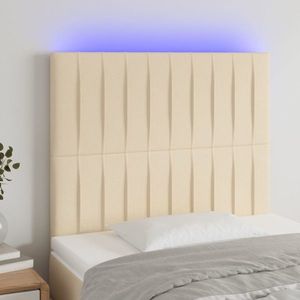 vidaXL Tăblie de pat cu LED, crem, 90x5x118/128 cm, textil imagine