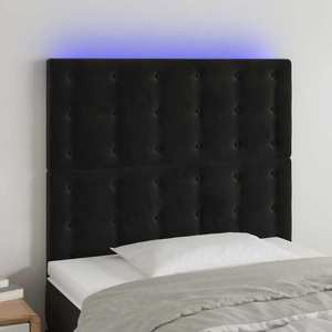vidaXL Tăblie de pat cu LED, negru, 80x5x118/128 cm, catifea imagine