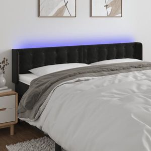 vidaXL Tăblie de pat cu LED, negru, 163x16x78/88 cm, catifea imagine