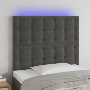 vidaXL Tăblie de pat cu LED, gri închis, 80x5x118/128 cm, catifea imagine