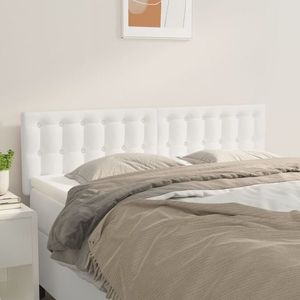 vidaXL Tăblii de pat, 2 buc., alb, 72x5x78/88 cm, piele ecologică imagine