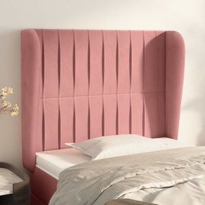 vidaXL Tăblie de pat cu aripioare, roz, 93x23x118/128 cm, catifea imagine