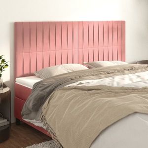 vidaXL Tăblii de pat, 4 buc, roz, 90x5x78/88 cm, catifea imagine