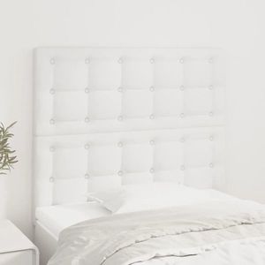 vidaXL Tăblii de pat, 2 buc, alb, 90x5x78/88 cm, piele ecologică imagine
