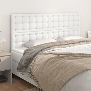 vidaXL Tăblii de pat, 4 buc, alb, 80x5x78/88 cm, piele ecologică imagine