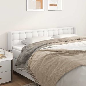 vidaXL Tăblie de pat cu aripioare alb 183x16x78/88 cm piele ecologică imagine