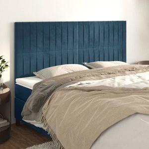 vidaXL Tăblii de pat, 4 buc, albastru închis, 100x5x78/88 cm, catifea imagine