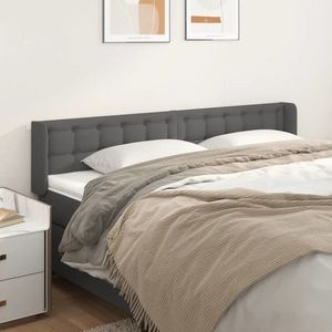 vidaXL Tăblie de pat cu aripioare gri 203x16x78/88 cm piele ecologică imagine