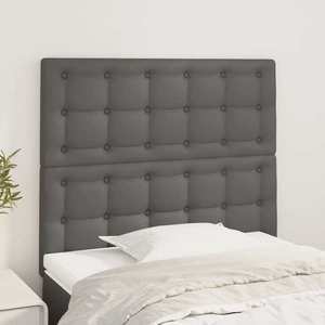 vidaXL Tăblii de pat, 2 buc, gri, 100x5x78/88 cm, piele ecologică imagine