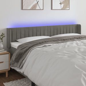 vidaXL Tăblie de pat cu LED, gri deschis, 183x16x78/88 cm, catifea imagine