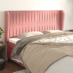 vidaXL Tăblie de pat cu aripioare, roz, 163x23x118/128 cm, catifea imagine