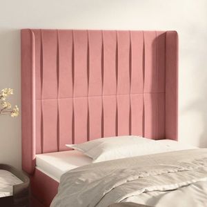 vidaXL Tăblie de pat cu aripioare, roz, 83x16x118/128 cm, catifea imagine