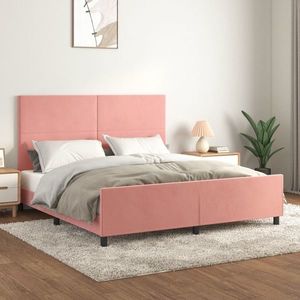 vidaXL Cadru de pat, roz, 180x200 cm, catifea imagine