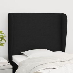 vidaXL Tăblie de pat cu aripioare, negru, 93x23x118/128 cm, textil imagine