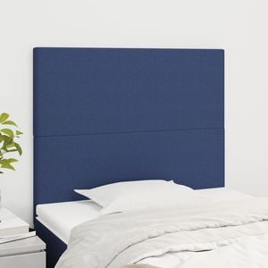 vidaXL Tăblii de pat, 2 buc, albastru, 90x5x78/88 cm, textil imagine