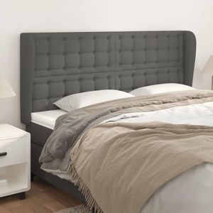 vidaXL Tăblie de pat cu aripioare gri 183x23x118/128 cm piele eco imagine