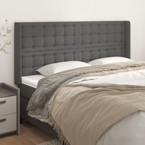vidaXL Tăblie de pat cu aripioare, gri, 183x16x118/128 cm piele eco imagine