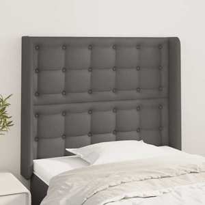 vidaXL Tăblie de pat cu aripioare, gri , 93x16x118/128 cm, piele eco imagine