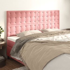 vidaXL Tăblii de pat, 4 buc, roz, 100x5x78/88 cm, catifea imagine