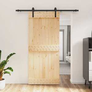 vidaXL Ușă glisantă cu set feronerie, 90x210 cm, lemn masiv de pin imagine