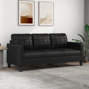 vidaXL Canapea cu 3 locuri, negru, 180 cm, piele ecologică imagine