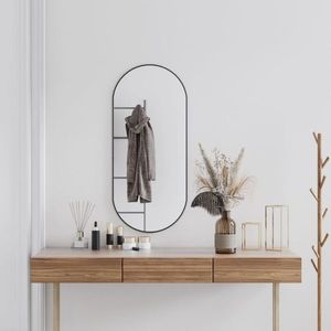 vidaXL Oglindă de perete, negru, 100x45 cm, ovală imagine