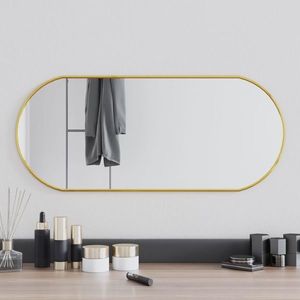 vidaXL Oglindă de perete, auriu, 70x30 cm, ovală imagine