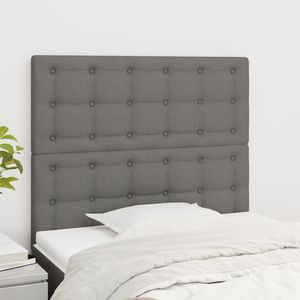 vidaXL Tăblii de pat, 2 buc, gri închis, 100x5x78/88 cm, textil imagine
