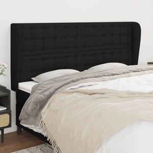 vidaXL Tăblie de pat cu aripioare, negru, 203x23x118/128 cm, textil imagine