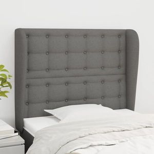 vidaXL Tăblie de pat cu aripioare gri închis 83x23x118/128 cm textil imagine