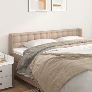 vidaXL Tăblie pat cu aripioare cappuccino 183x16x78/88 cm piele eco imagine