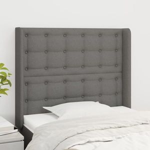 vidaXL Tăblie de pat cu aripioare gri închis 103x16x118/128 cm textil imagine
