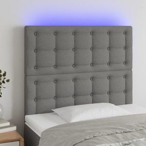 vidaXL Tăblie de pat cu LED, gri închis, 100x5x118/128 cm, textil imagine