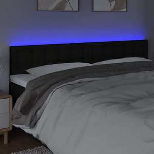 vidaXL Tăblie de pat cu LED, negru, 200x5x78/88 cm, textil imagine