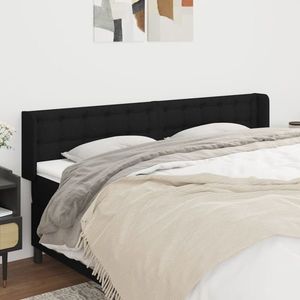 vidaXL Tăblie de pat cu aripioare negru 163x16x78/88 cm textil imagine