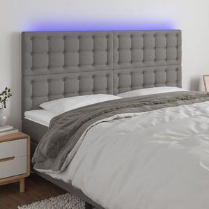 vidaXL Tăblie de pat cu LED, gri închis, 200x5x118/128 cm, textil imagine
