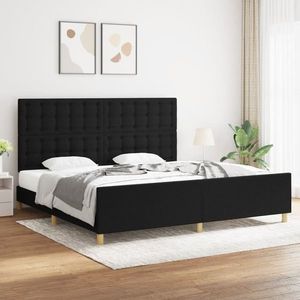 vidaXL Cadru de pat cu tăblie, negru, 200x200 cm imagine