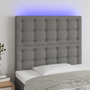 vidaXL Tăblie de pat cu LED, gri închis, 80x5x118/128 cm, textil imagine