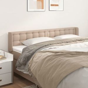 vidaXL Tăblie pat cu aripioare cappuccino 163x16x78/88 cm piele eco imagine