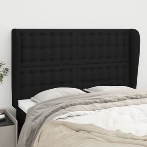 vidaXL Tăblie de pat cu aripioare, negru, 147x23x118/128 cm, textil imagine