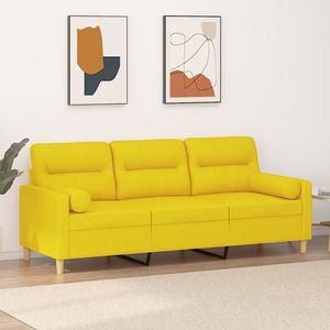 vidaXL Canapea cu 3 locuri cu pernuțe, galben deschis, 180 cm, textil imagine