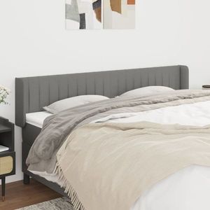 vidaXL Tăblie de pat cu aripioare gri închis 163x16x78/88 cm textil imagine