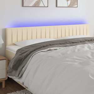 vidaXL Tăblie de pat cu LED, crem, 200x5x78/88 cm, textil imagine