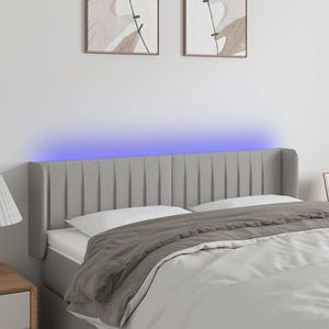 vidaXL Tăblie de pat cu LED, gri deschis, 147x16x78/88 cm, textil imagine