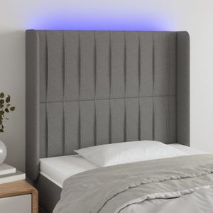 vidaXL Tăblie de pat cu LED, gri închis, 83x16x118/128 cm, textil imagine
