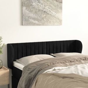 vidaXL Tăblie de pat cu aripioare negru 147x23x78/88 cm catifea imagine
